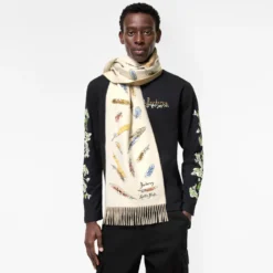 Feather Print Cashmere Scarf