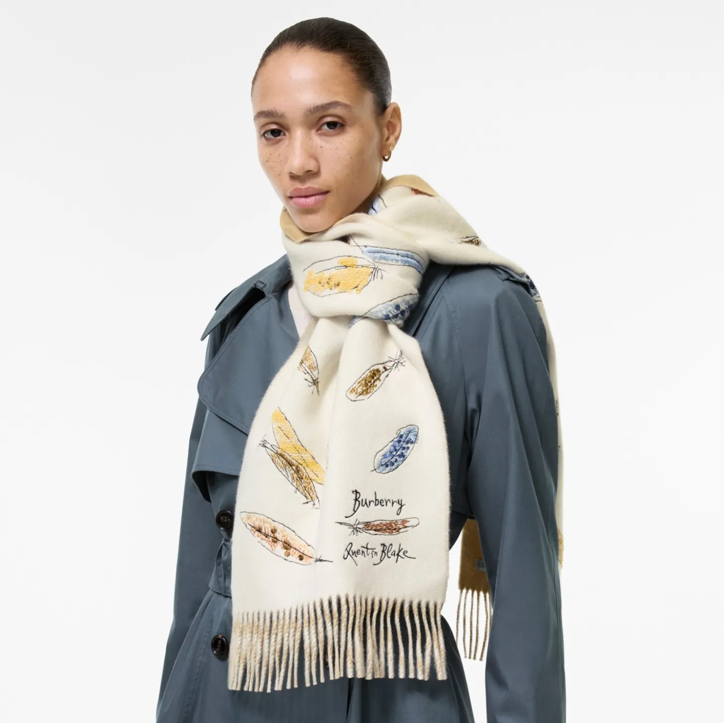 Feather Print Cashmere Scarf