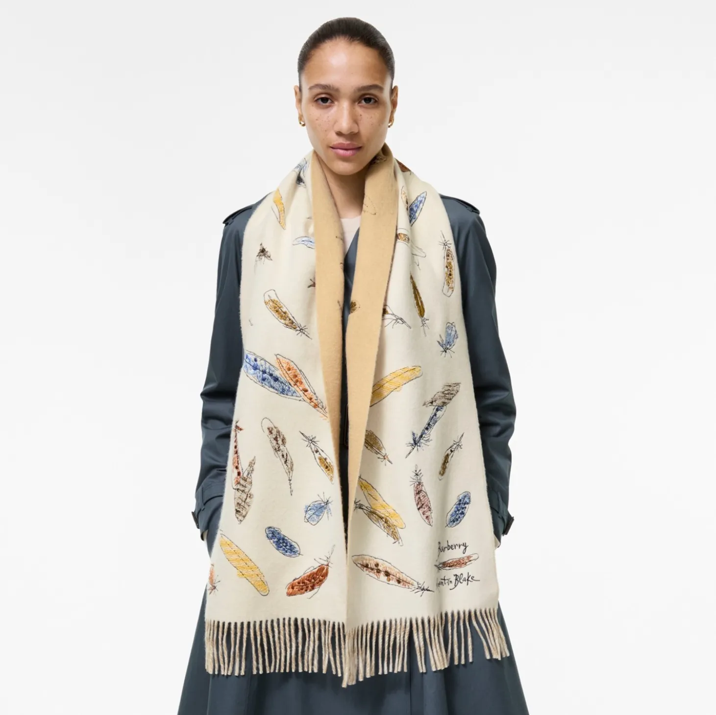 Feather Print Cashmere Scarf
