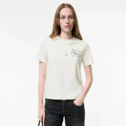 Feather Print Cotton T-shirt