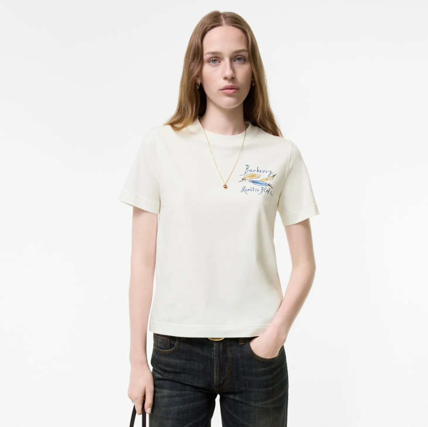 Feather Print Cotton T-shirt