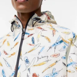 Feather Print Nylon Clapton Hooded Jacket