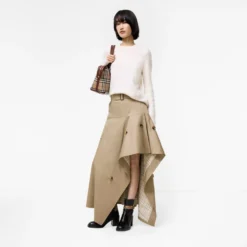 Gabardine Asymmetric Trench Skirt