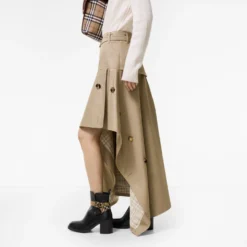 Gabardine Asymmetric Trench Skirt