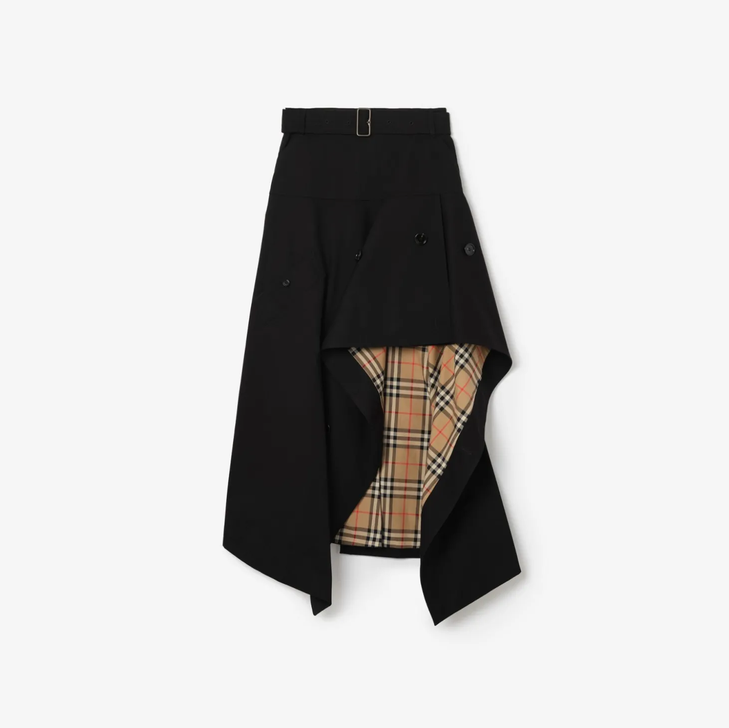 Gabardine Asymmetric Trench Skirt