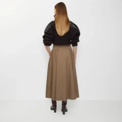 Gabardine Trench Midi Skirt
