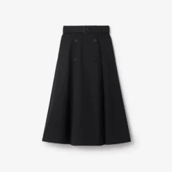 Gabardine Trench Midi Skirt