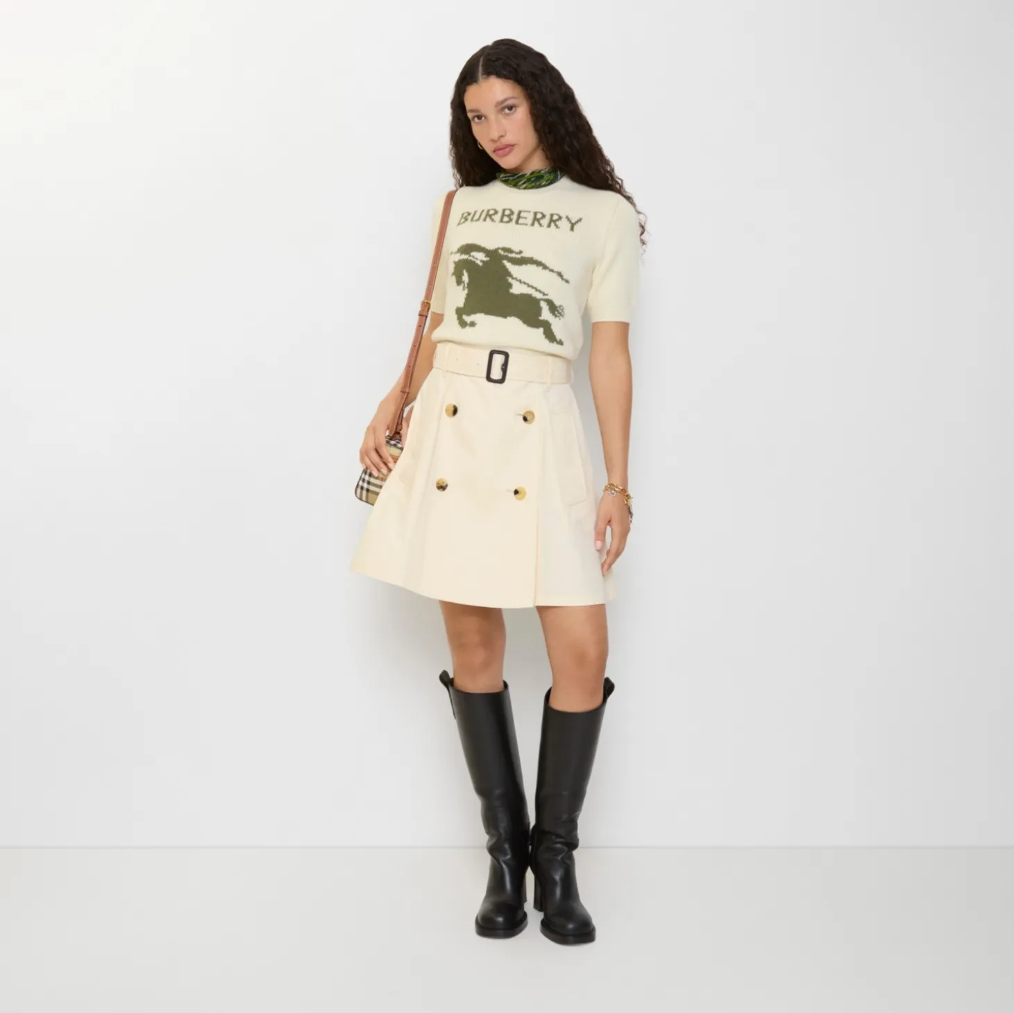 Gabardine Trench Mini Skirt