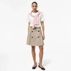 Gabardine Trench Mini Skirt