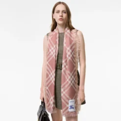 Gradient Check Wool Silk Scarf