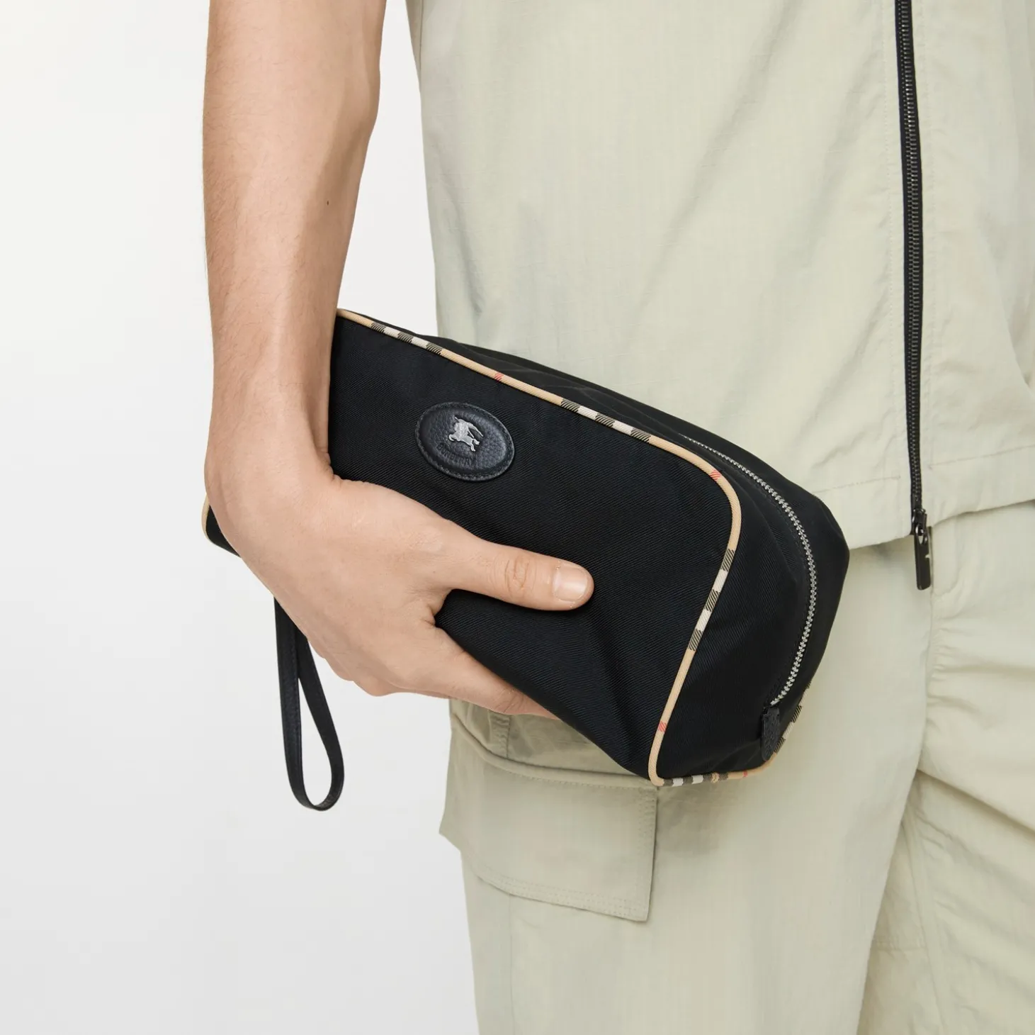Large Check Trim Travel Pouch