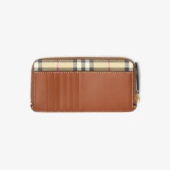 Large Check Zip Card Case