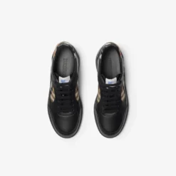 Leather and Check Terrace Sneakers