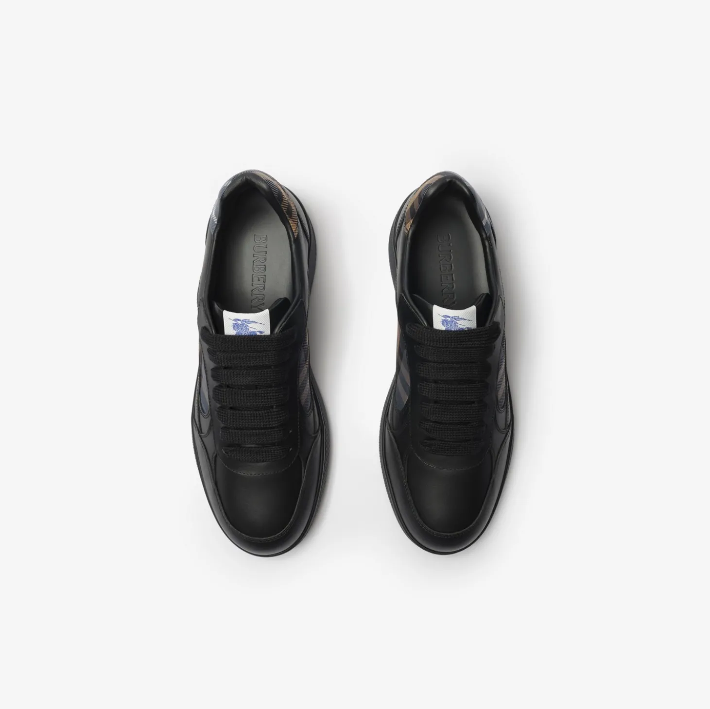 Leather and Check Terrace Sneakers