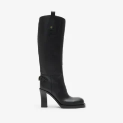 Leather Cavalier Heel Boots