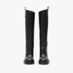 Leather Cavalier Heel Boots