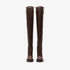 Leather Cavalier Thigh-high Heel Boots