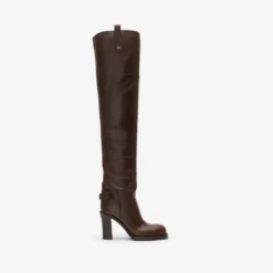 Leather Cavalier Thigh-high Heel Boots