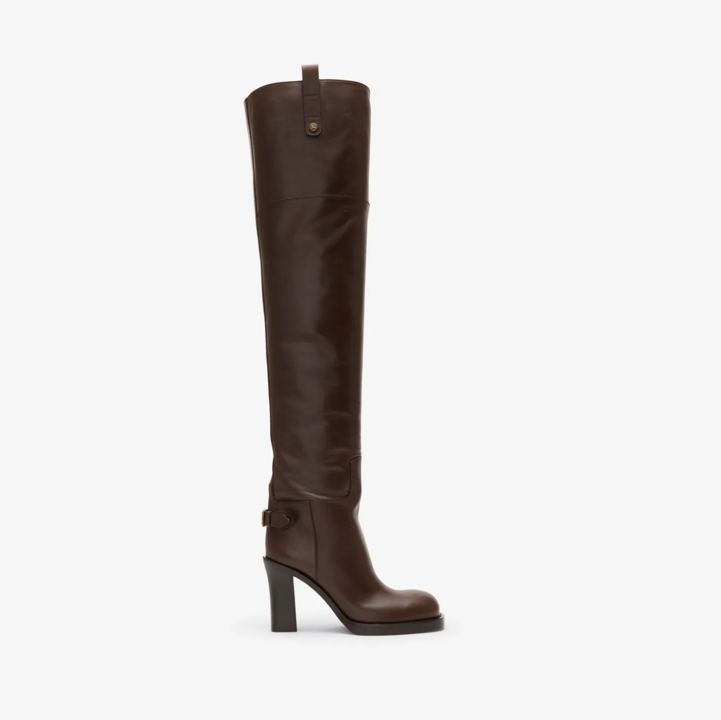 Leather Cavalier Thigh-high Heel Boots