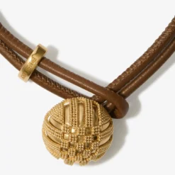 Leather Check Granulation Bracelet