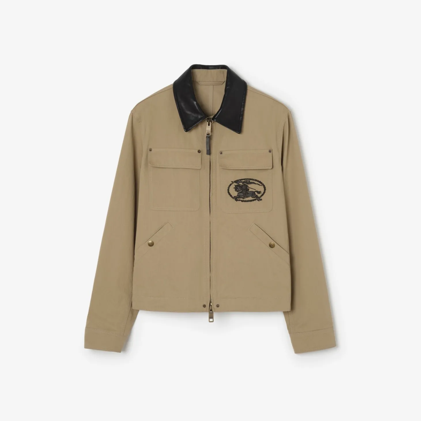 Leather Collar Cotton Workwear Jacket