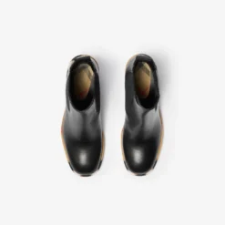 Leather Gravel Heel Chelsea Boots​