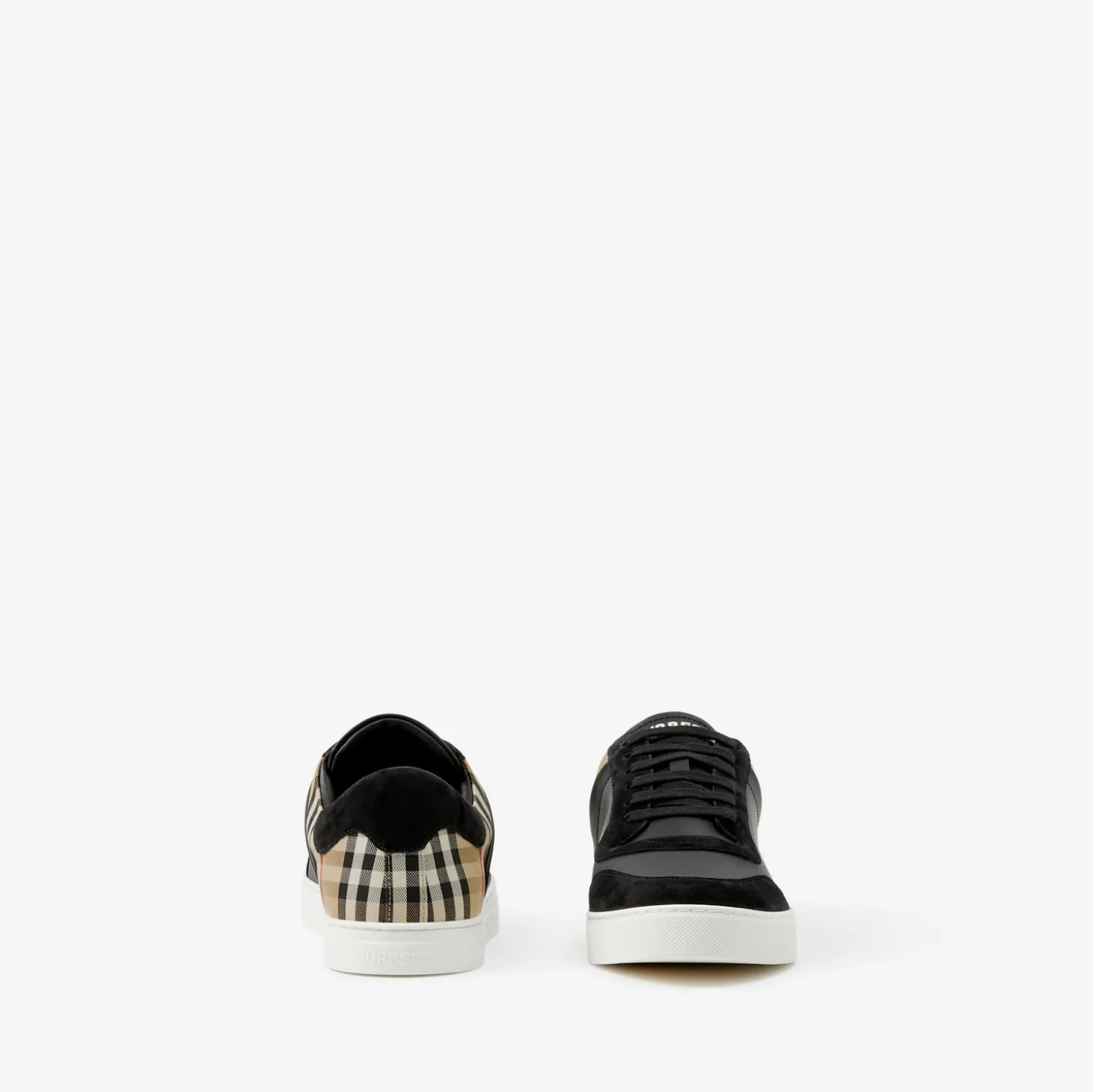 Leather, Suede and Check Sneakers