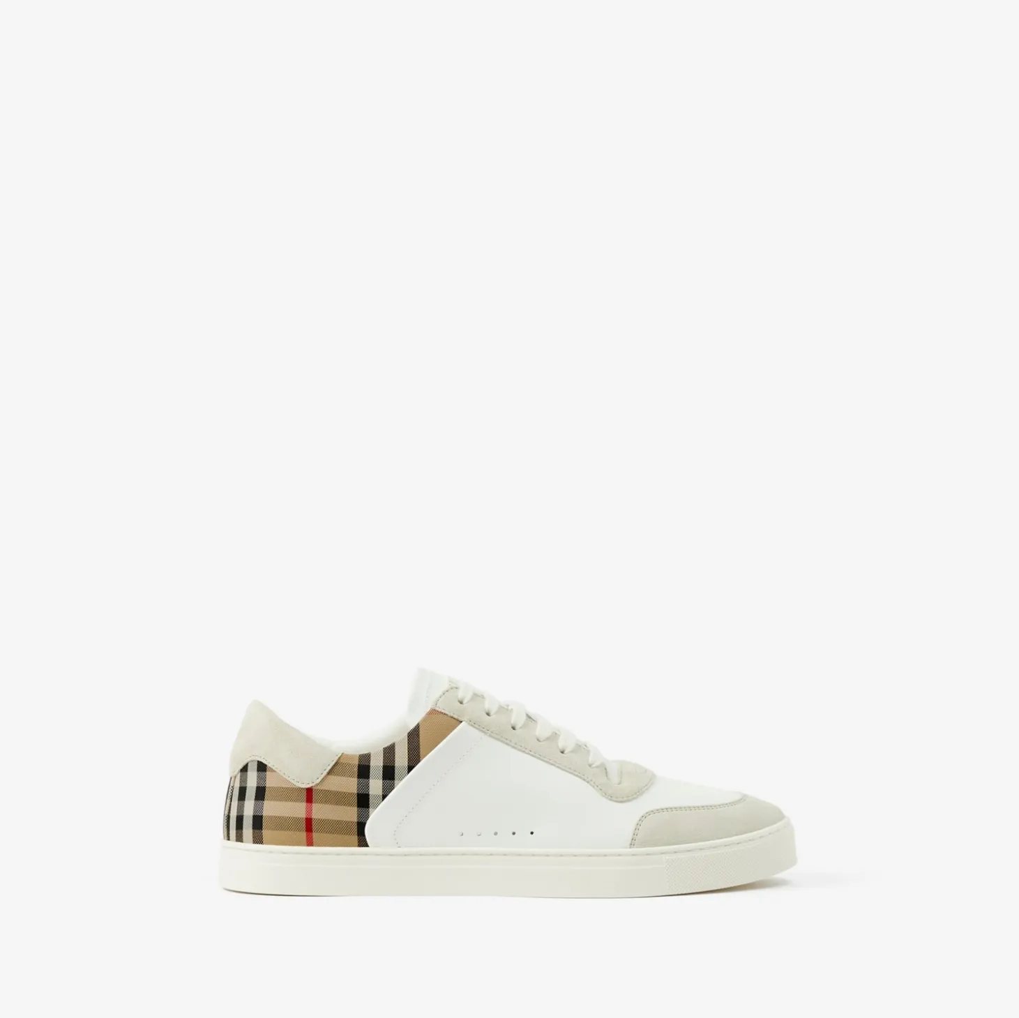 Leather, Suede and Check Sneakers
