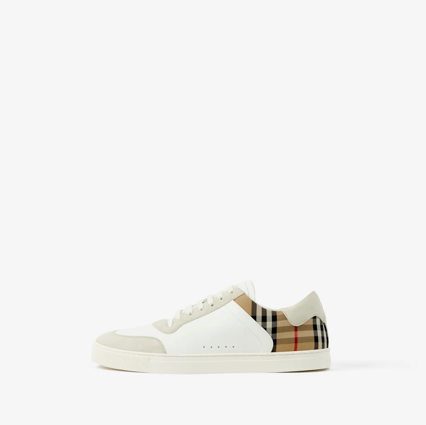 Leather, Suede and Check Sneakers