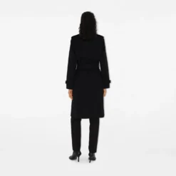 Long Check Collar Gabardine Trench Coat