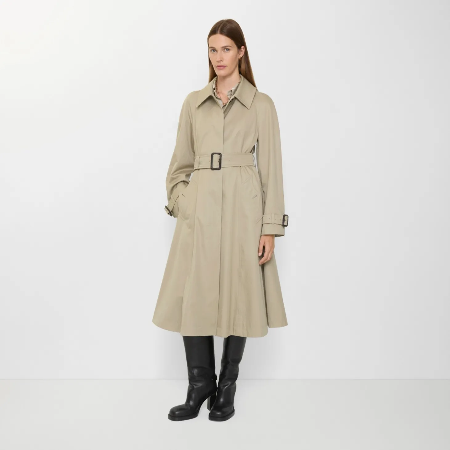 Long Gabardine Ellingham Fit-and-flare Car Coat