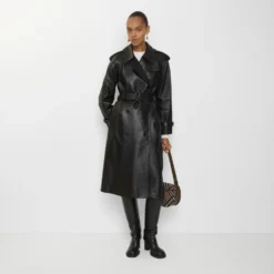 Long Leather Castleford Trench Coat