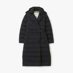 Long Nylon Hooded Puffer Coat