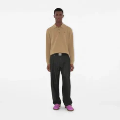 Long-sleeve Cashmere Blend Polo Shirt