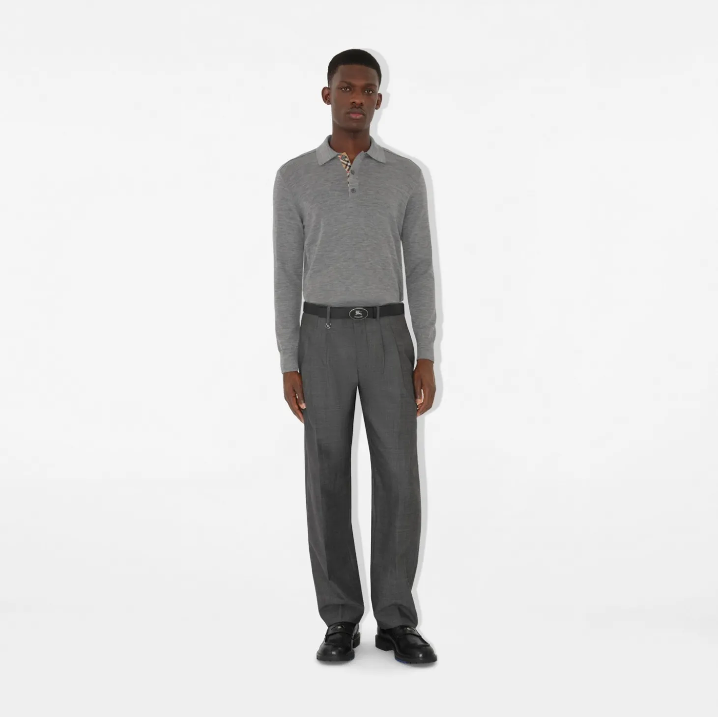 Long-sleeve Wool Polo Shirt
