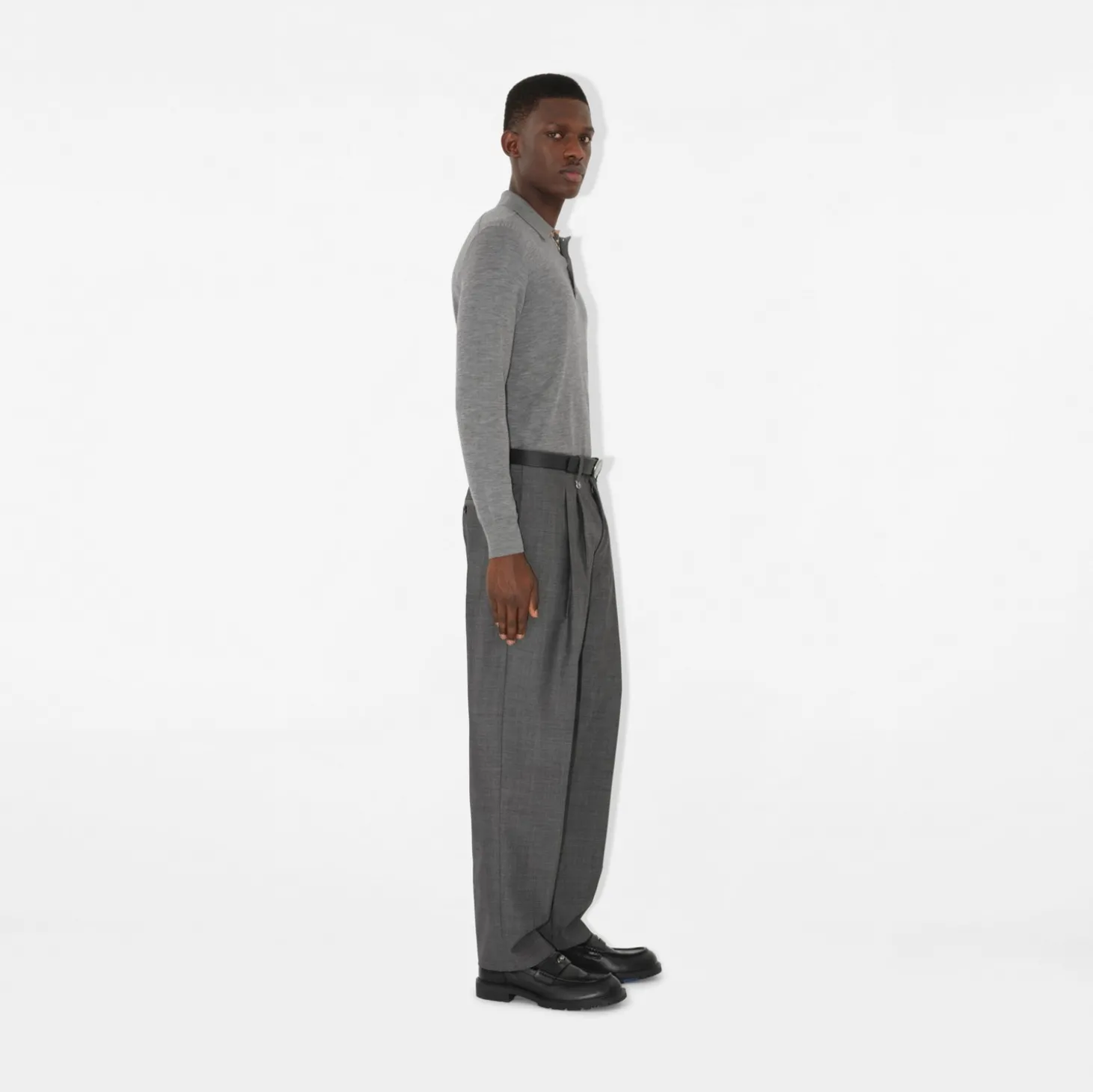 Long-sleeve Wool Polo Shirt