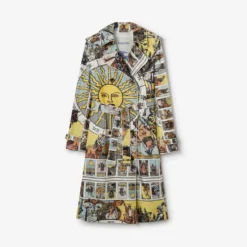 Long Tarot Print Silk Foxfield Trench Coat