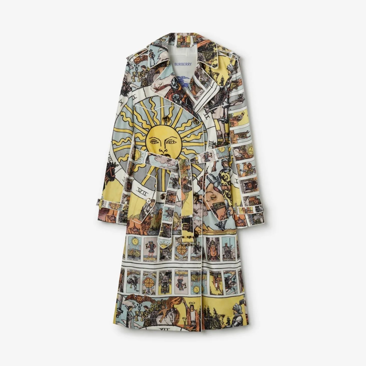Long Tarot Print Silk Foxfield Trench Coat