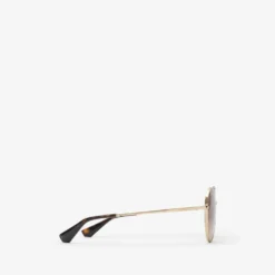 Metal Check Aviator Sunglasses