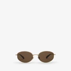 Metal Check Oval Sunglasses