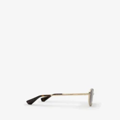 Metal Check Oval Sunglasses