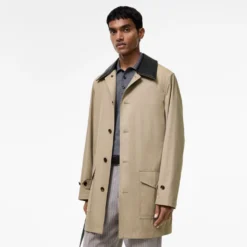 Mid-length Leather Collar Meadowbank Car Coat