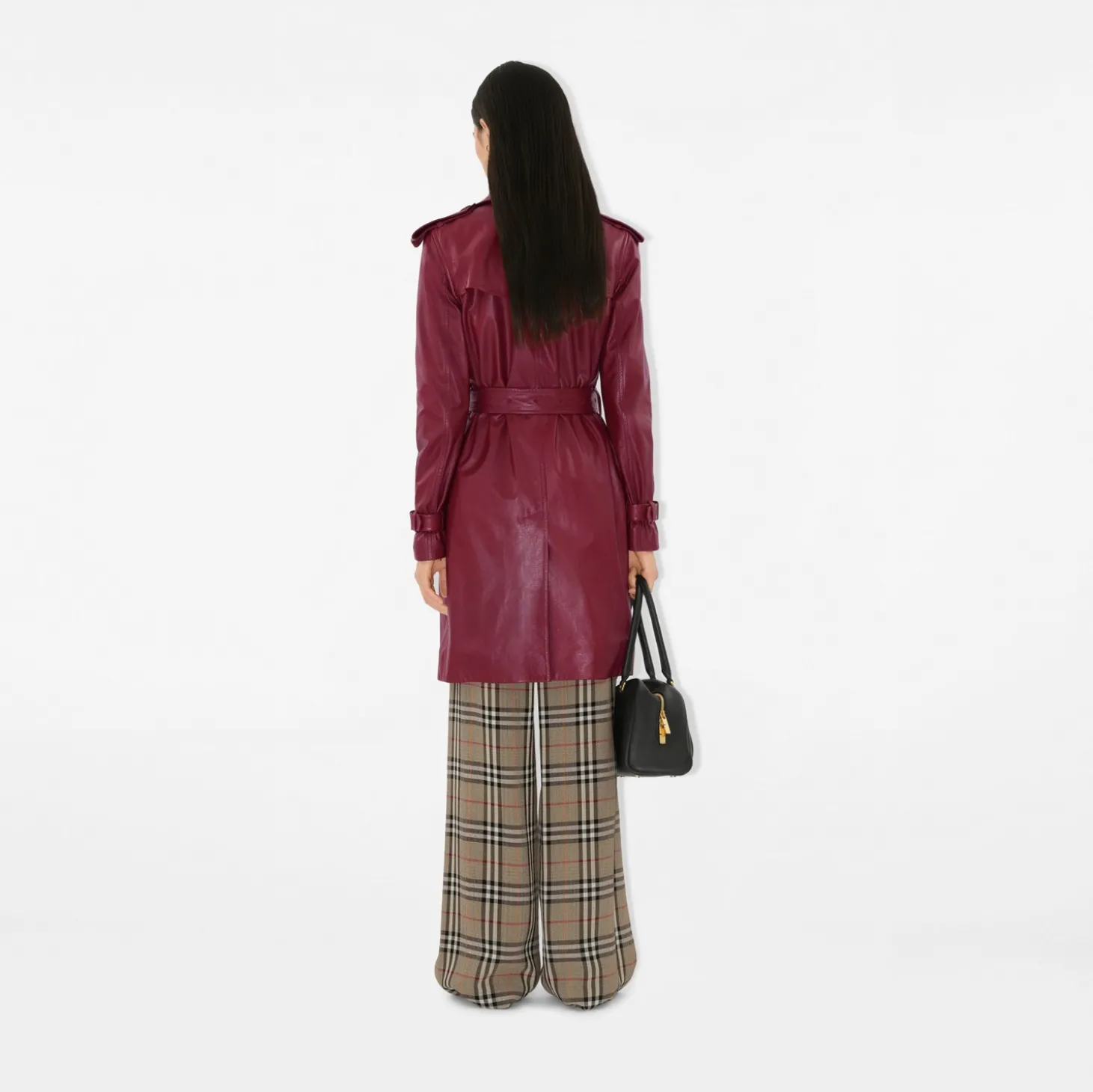 Mid-length Leather Kensington Trench Coat