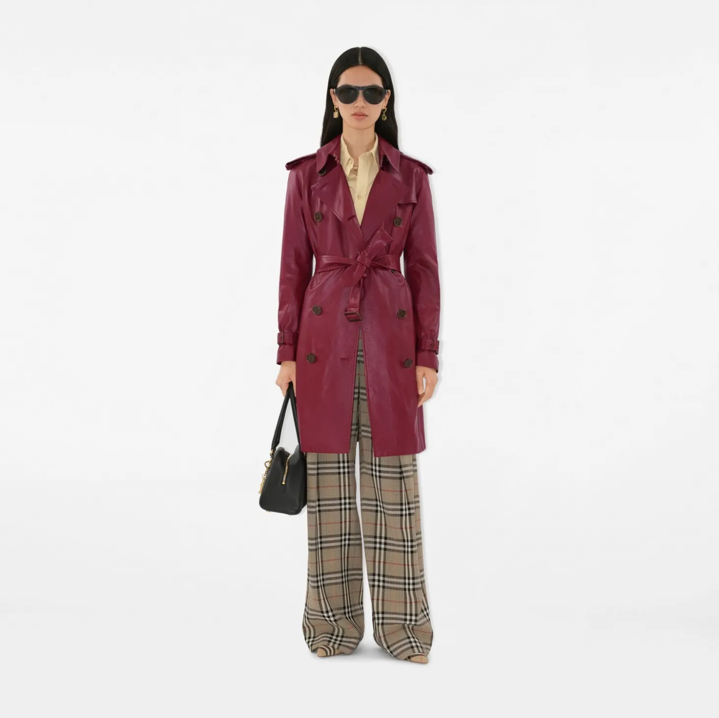 Mid-length Leather Kensington Trench Coat