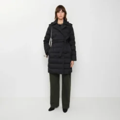 Mid-length Nylon Hooded Puffer Coat