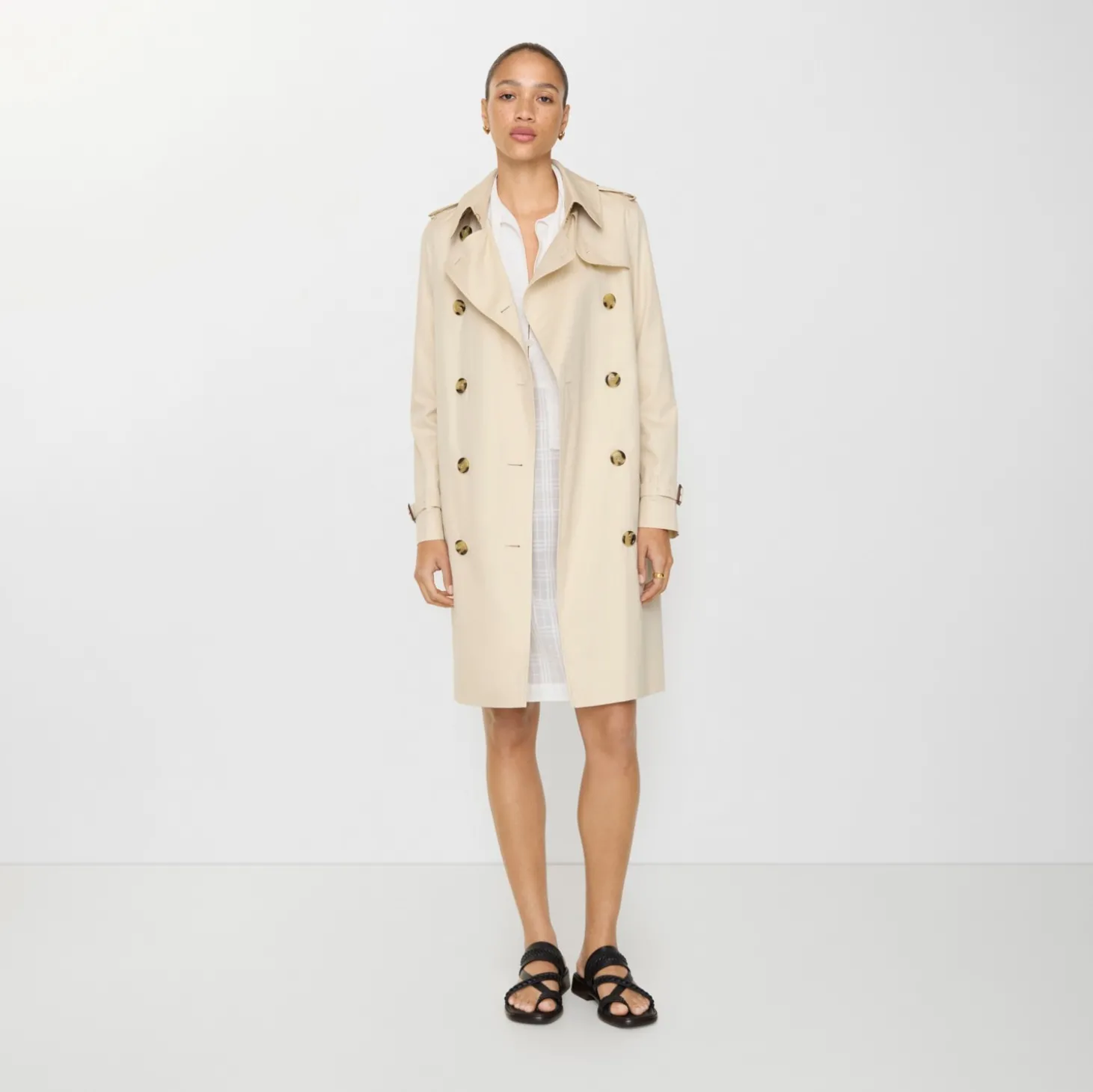 Mid-length Tropical Gabardine Kensington Trench Coat