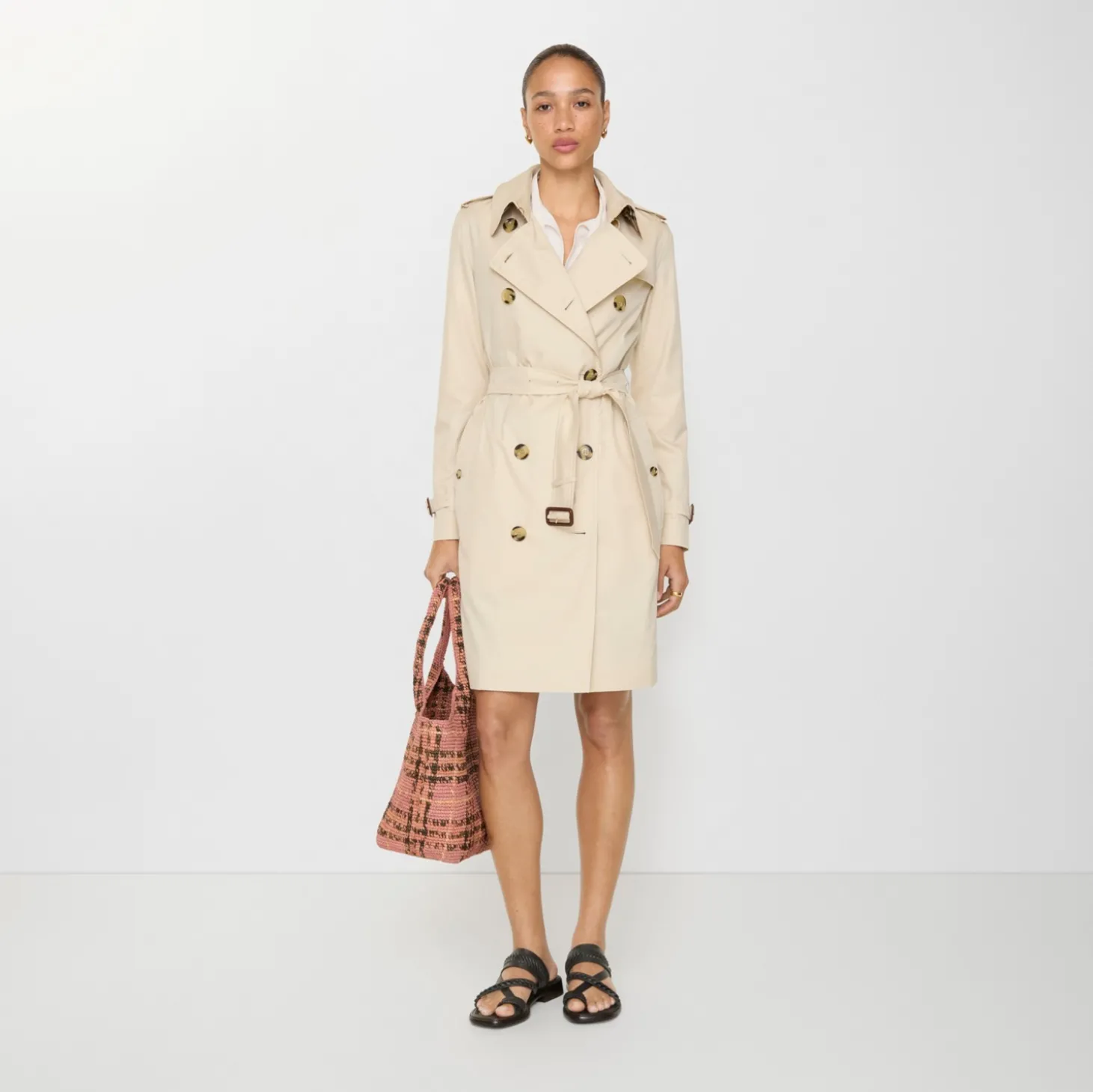 Mid-length Tropical Gabardine Kensington Trench Coat