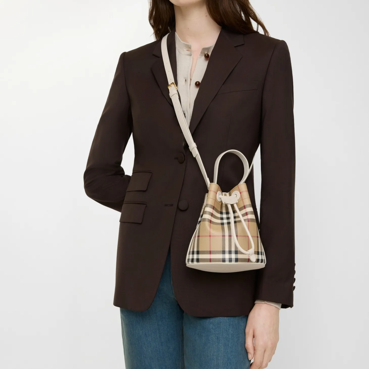 Mini Check Bucket Bag