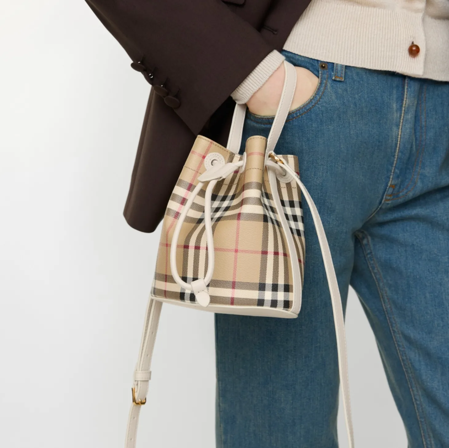 Mini Check Bucket Bag