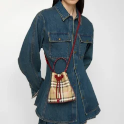 Mini Check Bucket Bag